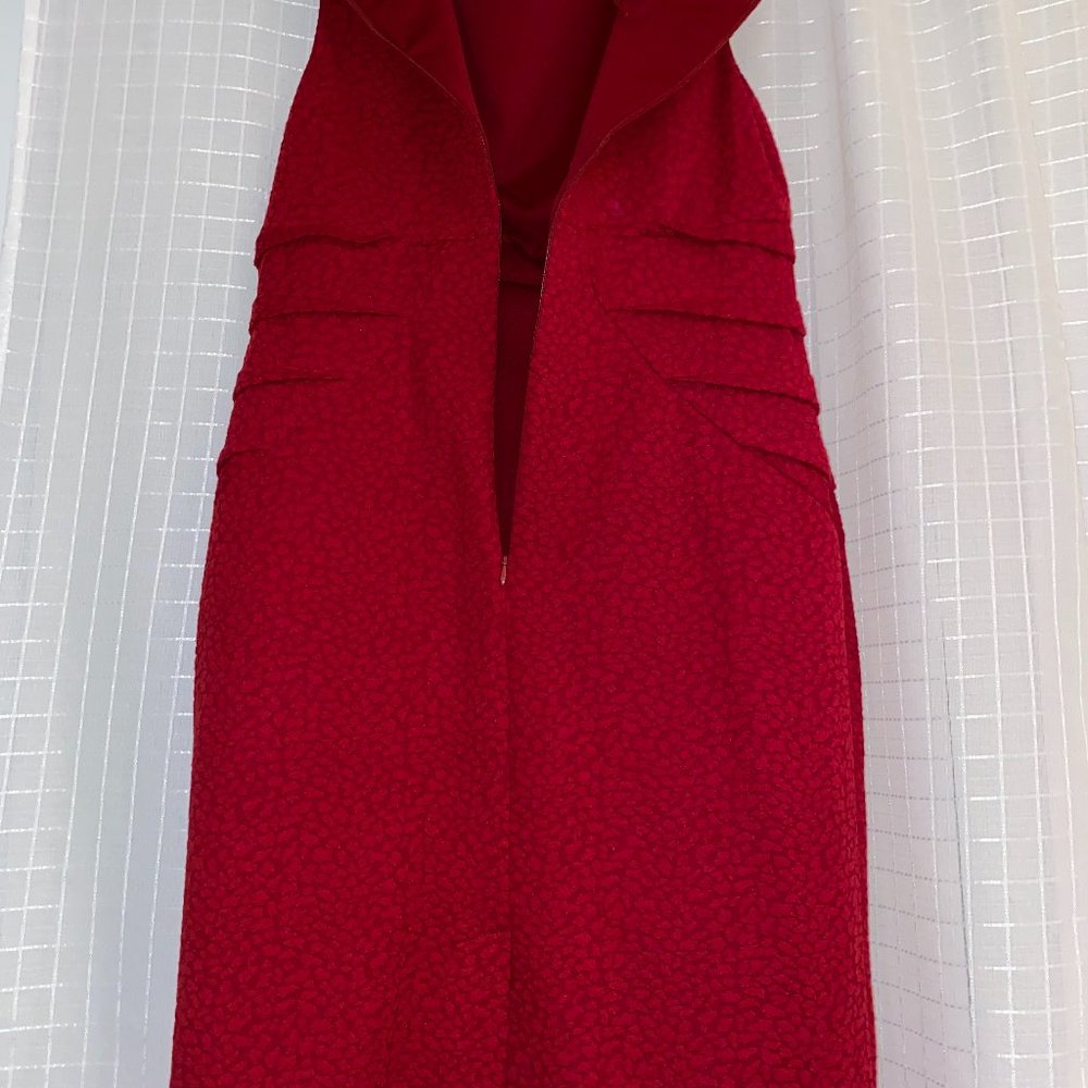 Adrianna Papell Red Sleeveless Textured Layered Dress